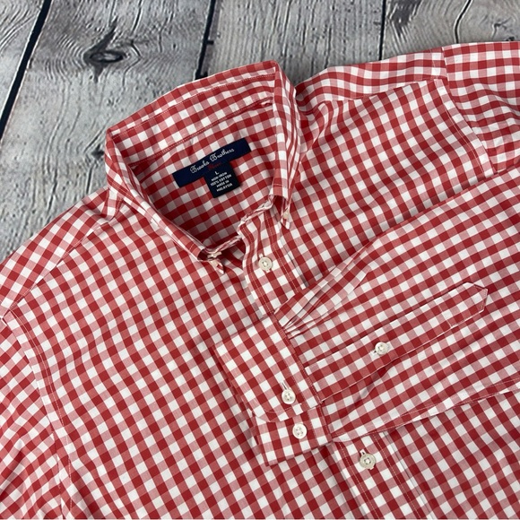 Brooks Brothers Other - Brooks Brothers Shirt Mens Large Red Gingham Check Red Fleece Preppy Casual SLIM